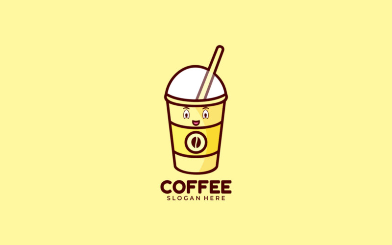 Coffee Cup Mascot Cartoon Logo Logo Template