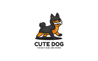 Cute Dog Mascot Cartoon Logo Design