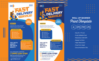 Delivery Service Roll Banner #02 Print Template