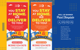 Delivery Service Roll Banner #03 Print Template