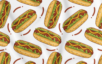 Hot Dog Seamless Pattern (Fast Food)