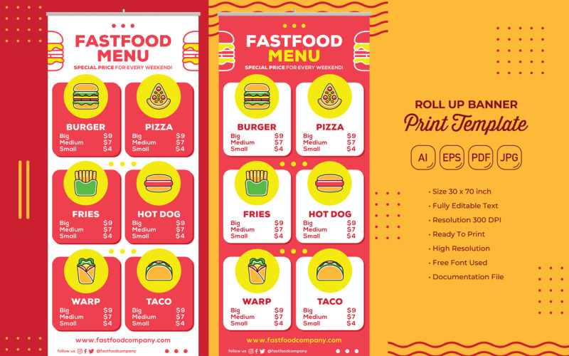 Restaurant Roll Banner #08 Print Template Vector Graphic