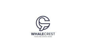 Whale Line Art Logo Style