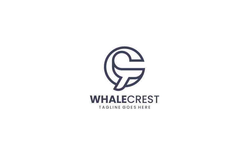 Whale Line Art Logo Style Logo Template