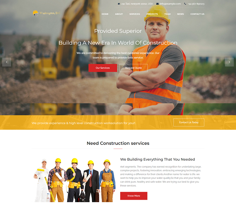 Washington   Construction Building Landing   Html Template