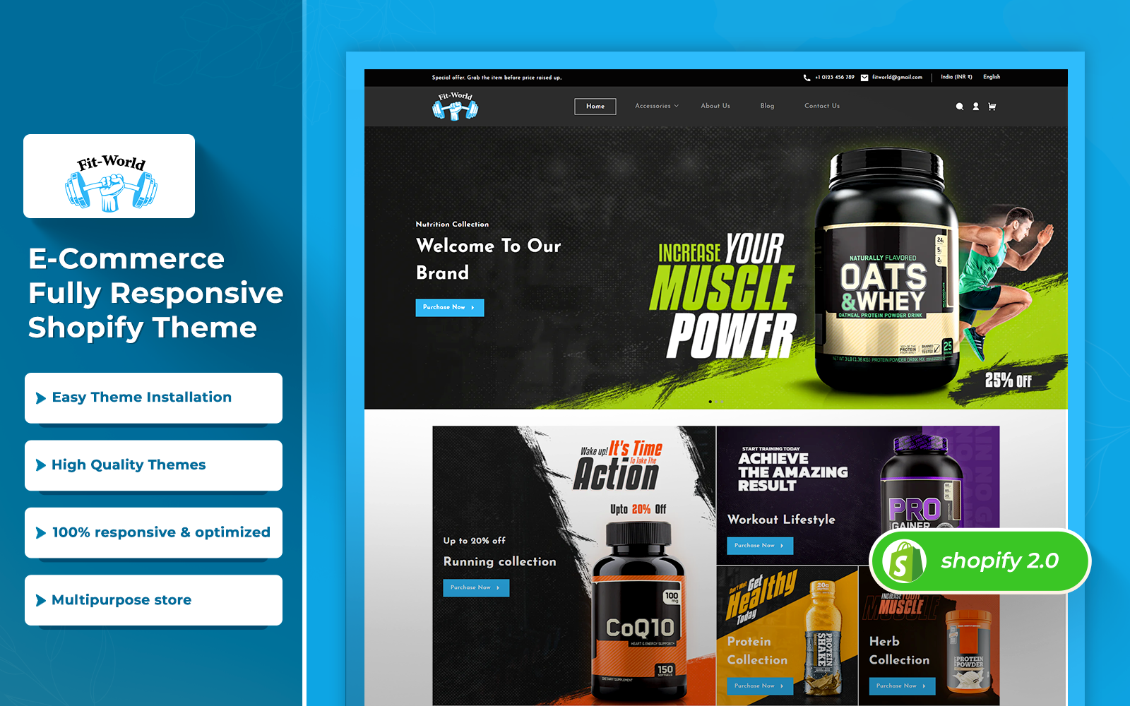 Fit-world - Gym supplements & Bodybuilding Supplements  Responsive Theme Shopify 2.0