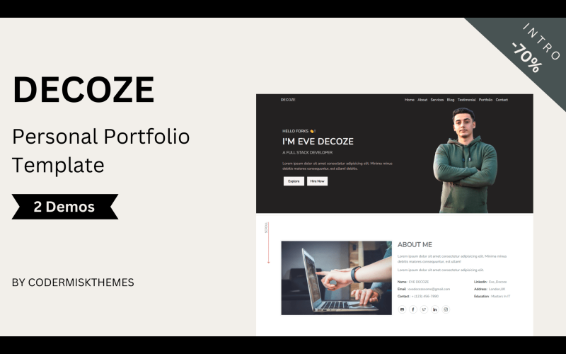 Decoze - Personal Portfolio HTML Template Landing Page Template