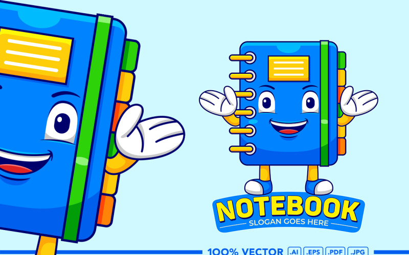 Notebook Mascot Logo Vector Vector Graphic