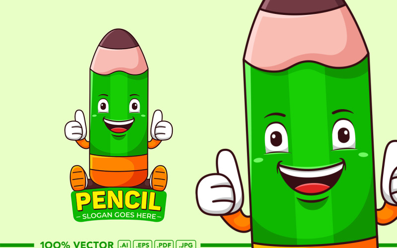 Pencil Mascot Logo Vector Vector Graphic