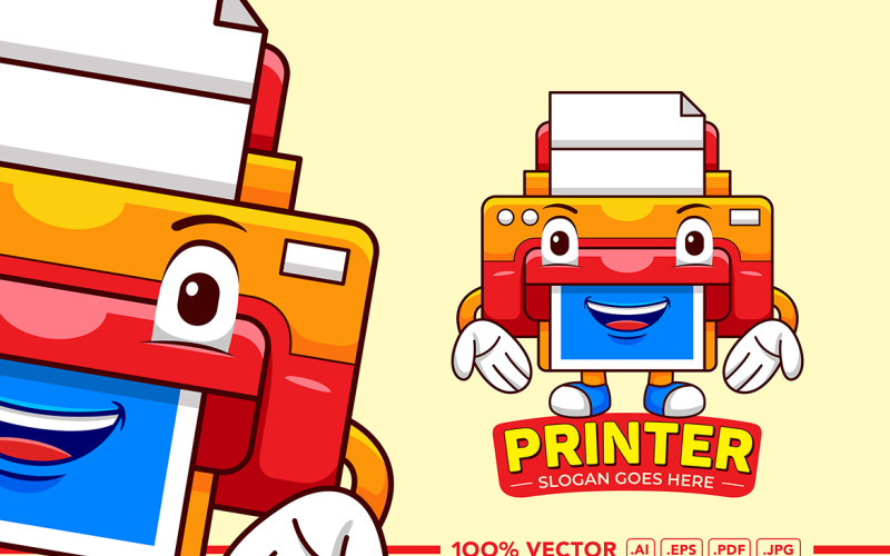 Printer Mascot Logo Vector Vector Graphic