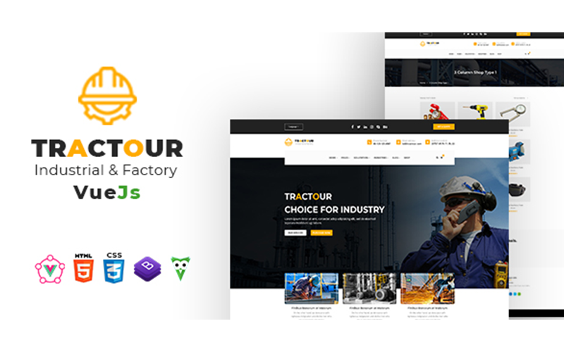 Tractour - Industrial/ Manufacturing Vuejs Template Website Template
