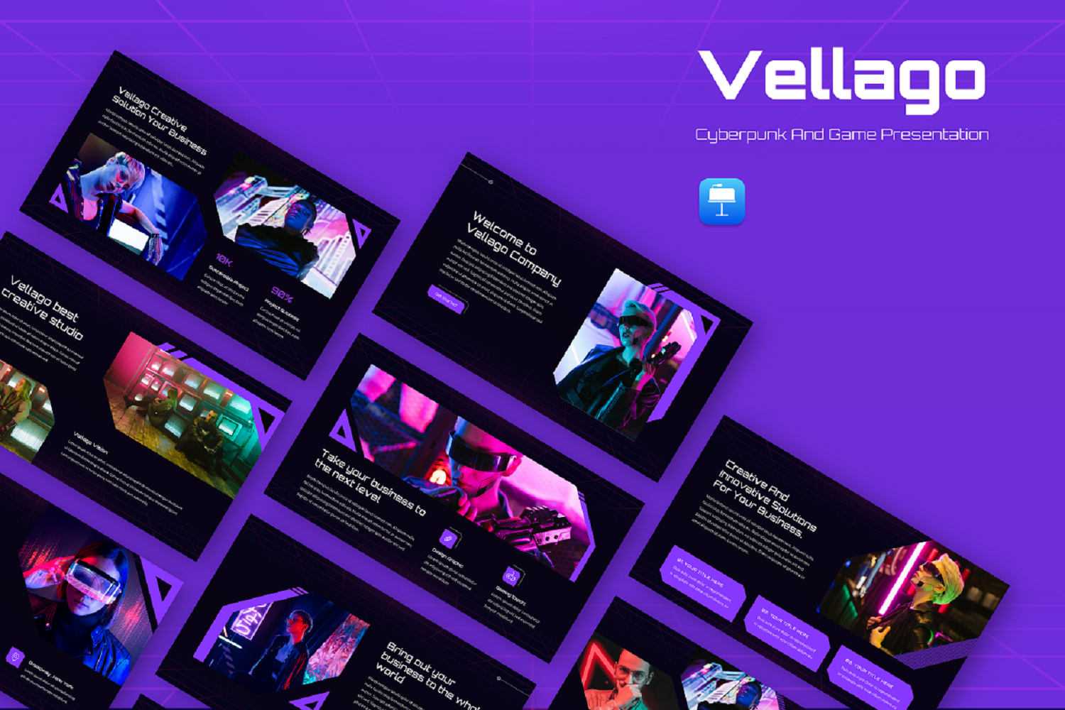 Vellago - Cyberpunk and Game Keynote Template