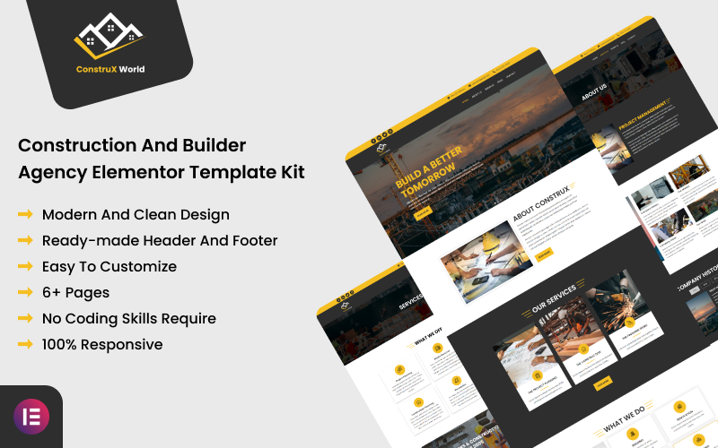 ConstruX World - Construction and Builder Agency Elementor Template Kit
