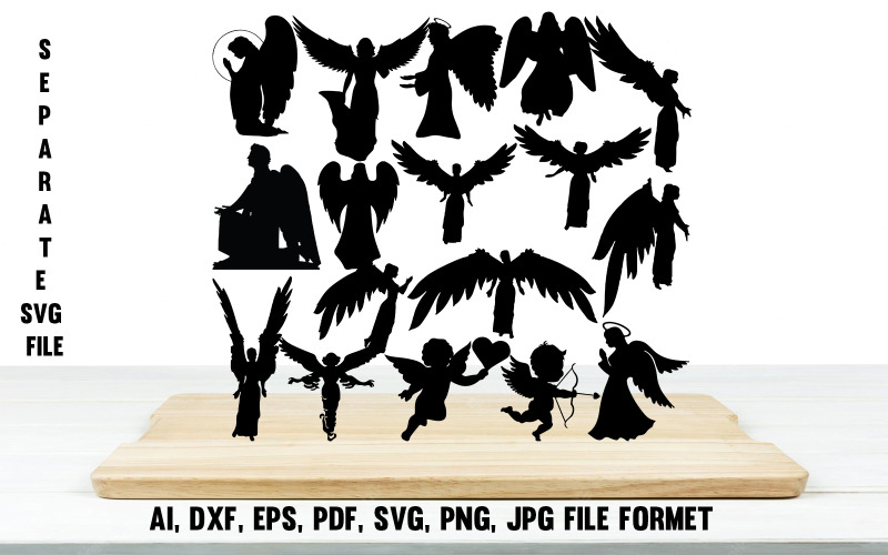 Angel SVG, Flying Clipart Vector Graphic