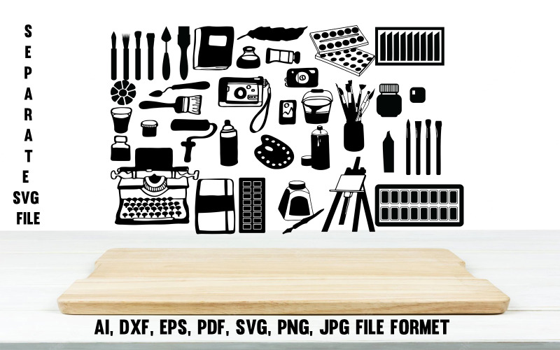 Artistic Accessories SVG, Album SVG, Art PNG, Artist PDF Vector Graphic