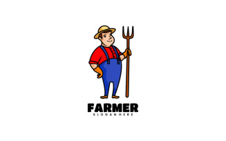 Farmer Mascot Cartoon Logo Style