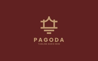 Pagoda Line Art Logo Style