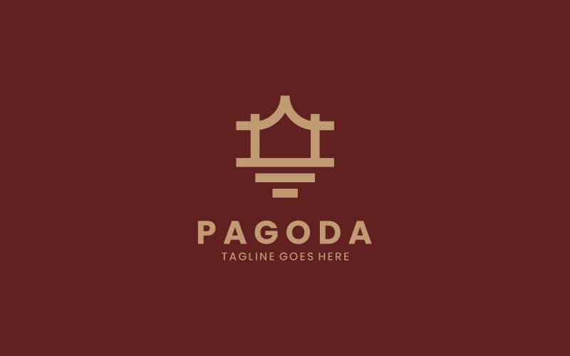 Pagoda Line Art Logo Style Logo Template