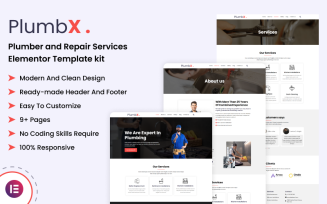 PlumbX - Plumber and Repair Services Elementor Template Kit