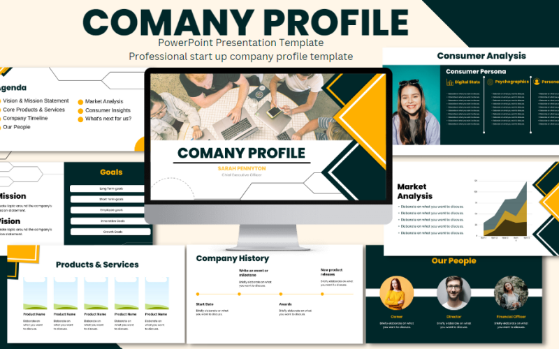 Professional PowerPoint template for a Small Company Profile/portfolio PowerPoint Template