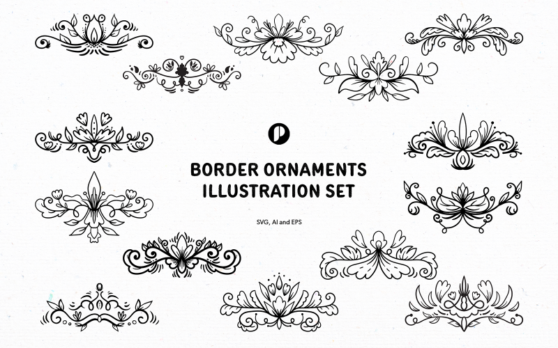 Black border ornaments illustration set Illustration