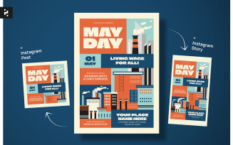 May Day Labor Day Flyer Template