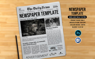 One Page Newspaper Template, Ms Word and Photoshop