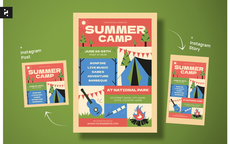 Summer Camp Flyer Kit Templates Corporate Identity