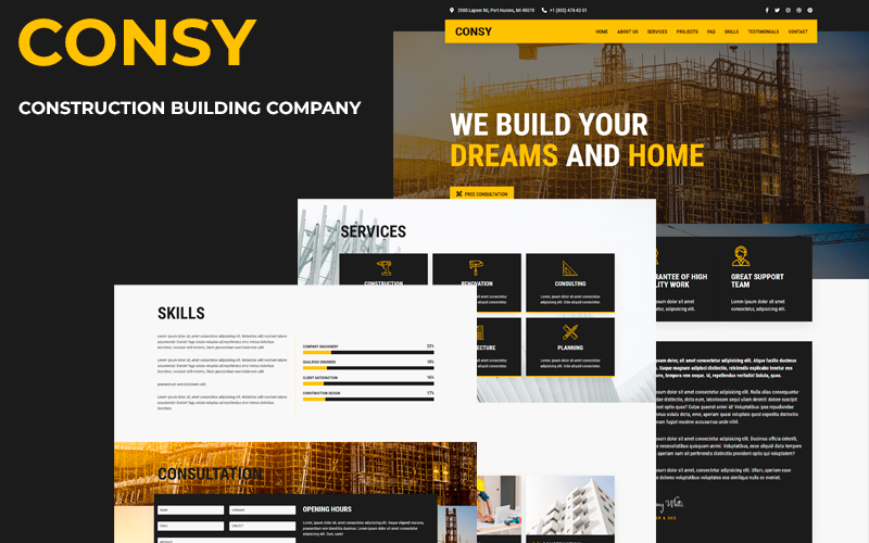 Consy - Construction Building Company Landing Page Template