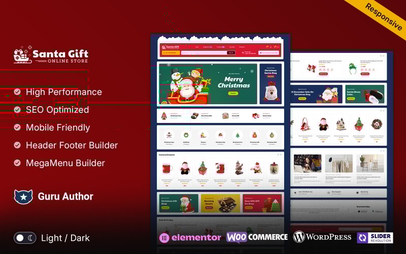 SantaGift - Christmas Gifts WooCommerce Elementor Responsive Theme WooCommerce Theme