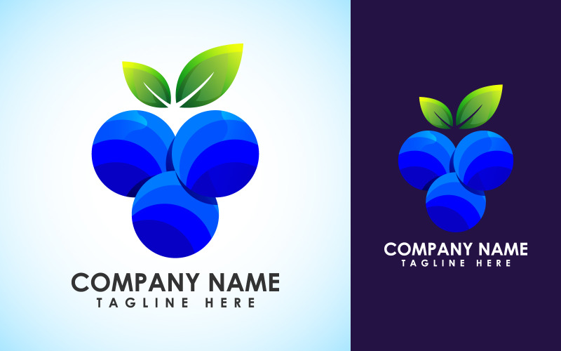 Colorful Blueberry Logo Design Template. Blueberry Vector Illustration Logo Template