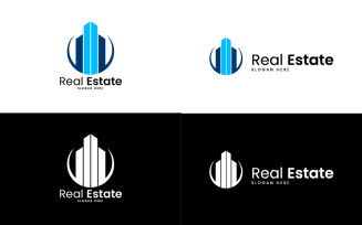 Real Estate Logo Template Design with Moon Concept