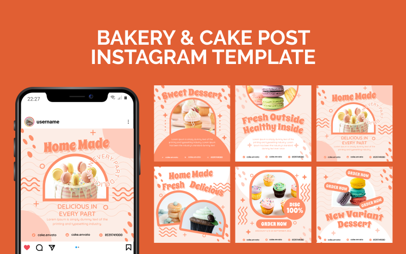 Bakery & Cake Post Instagram Template Social Media