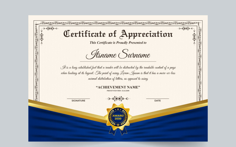 Business appreciation certificate vector Certificate Template