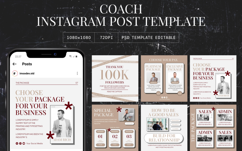 Coach Instagram Post Template Social Media
