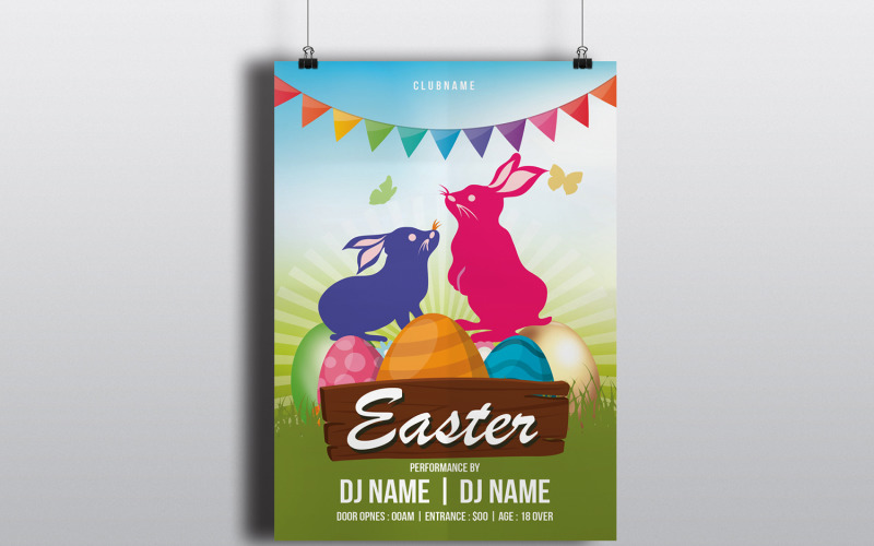 Easter Celebration Party Invitation Flyer Template Corporate Identity