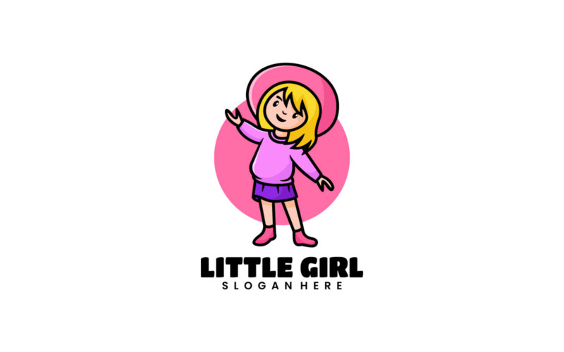 Little Girl Mascot Cartoon Logo Logo Template