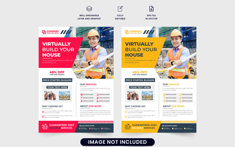 Professional construction service flyer Corporate Identity