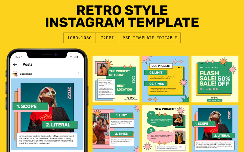 Retro Style Instagram Template Social Media