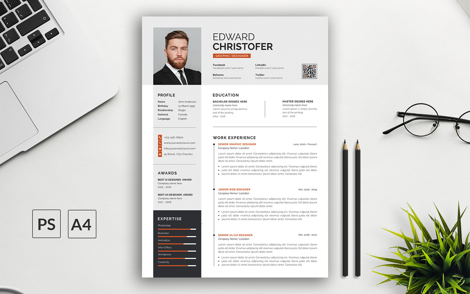Template #322464 Printable Resume Webdesign Template - Logo template Preview