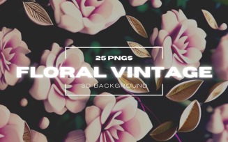 3D Floral Vintage Background