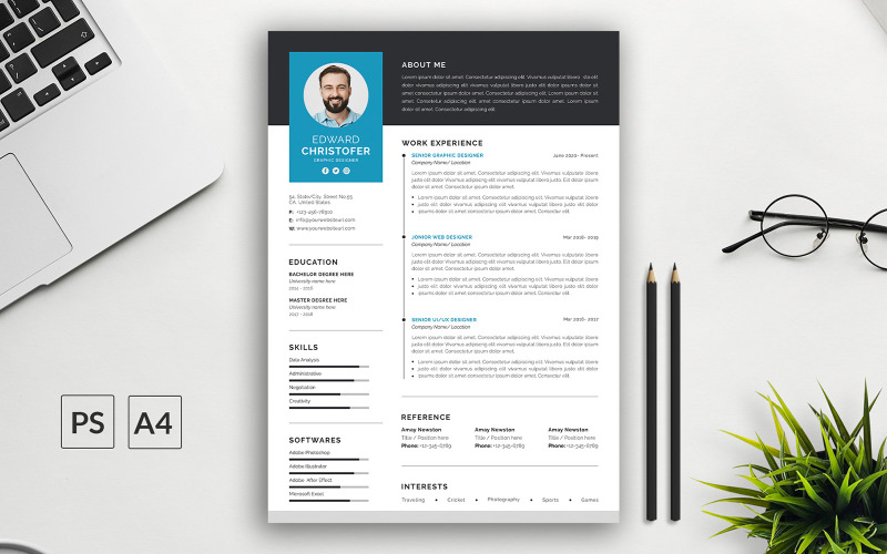 Edward Professional CV template design Resume Template