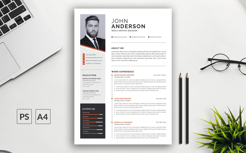 John Anderson Professional CV template design Resume Template