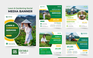 Lawn garden and farming poster set