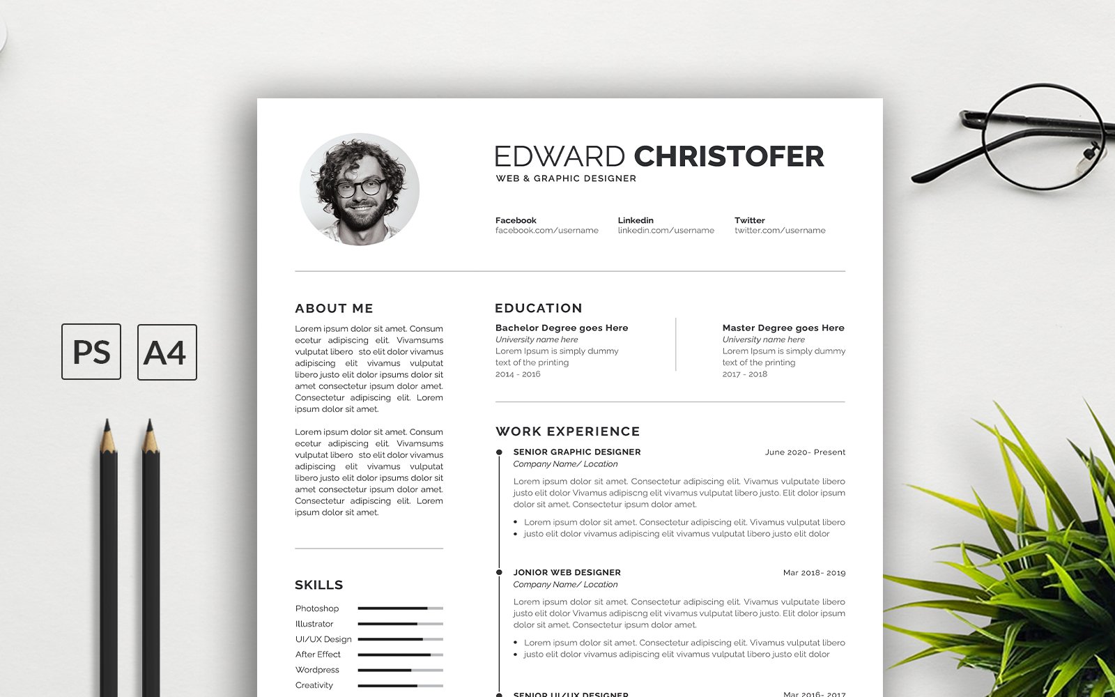 Template #322502 Professional Resume Webdesign Template - Logo template Preview