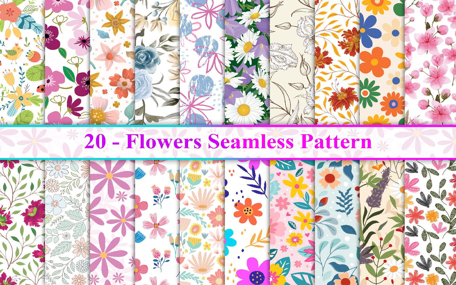 Kit Graphique #322556 Flower Seamless Divers Modles Web - Logo template Preview