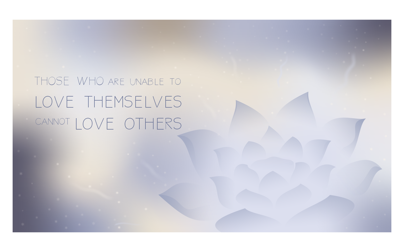 Inspirational Background Image 14400x8100px in Purple Color Scheme with Message of Loving Yourself