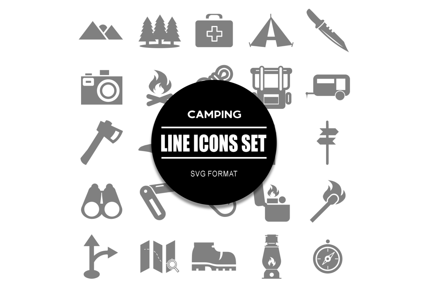 Camping Icon Bundle Set Nature Outdoor Icons