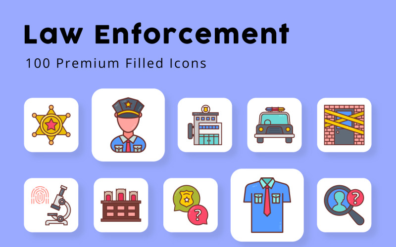 Law Enforcement Unique Filled Icons Icon Set
