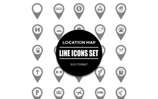 Location Map Icon Set Icons Bundle